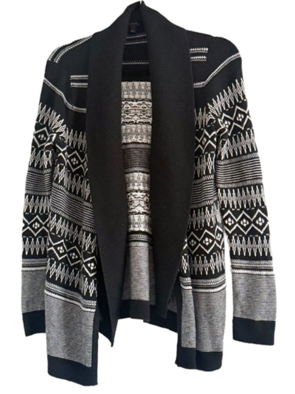 Talbots Black and White Geometric Cardigan Small